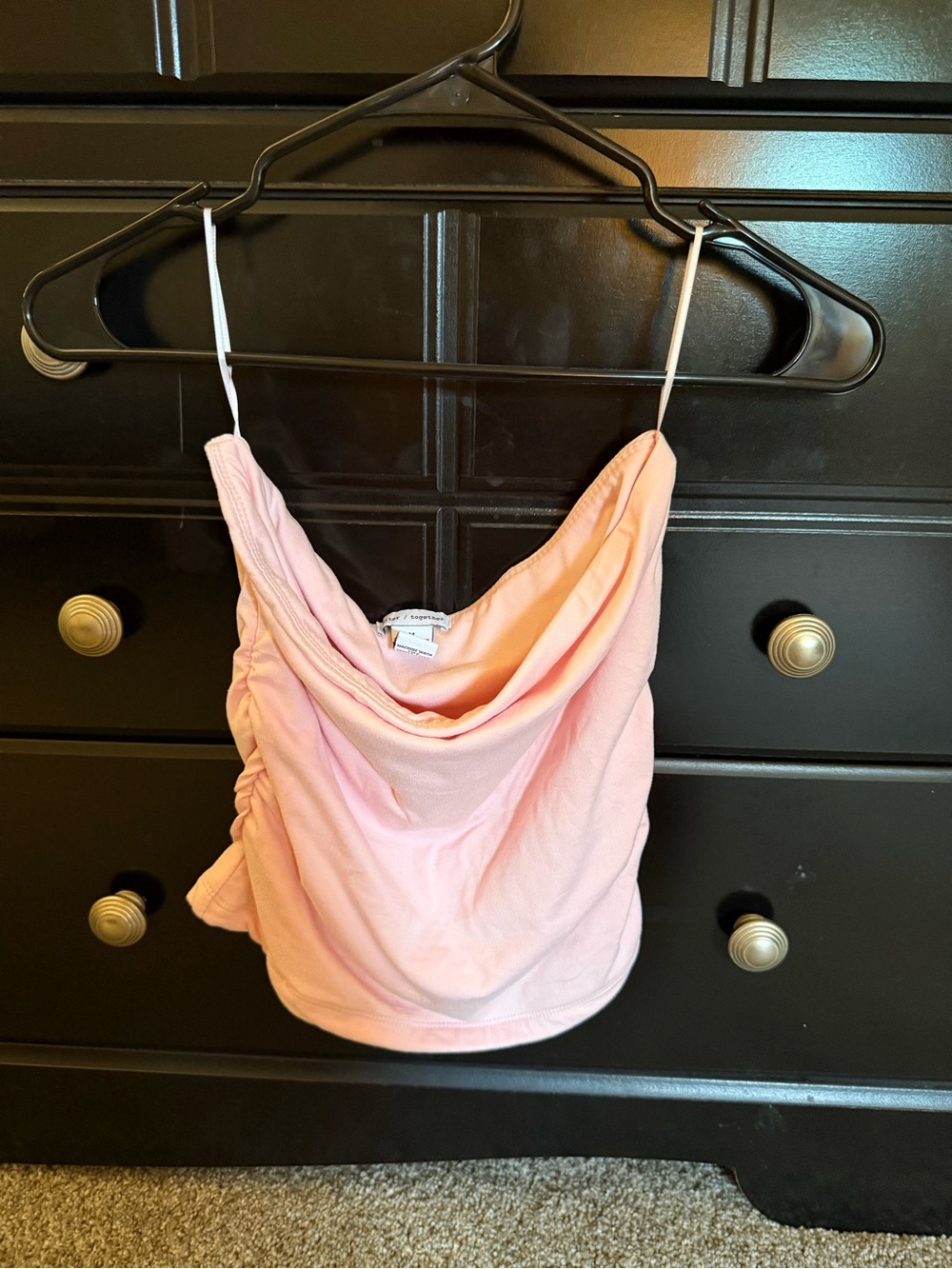 Pink Cowl Neck Strapless Women's Top